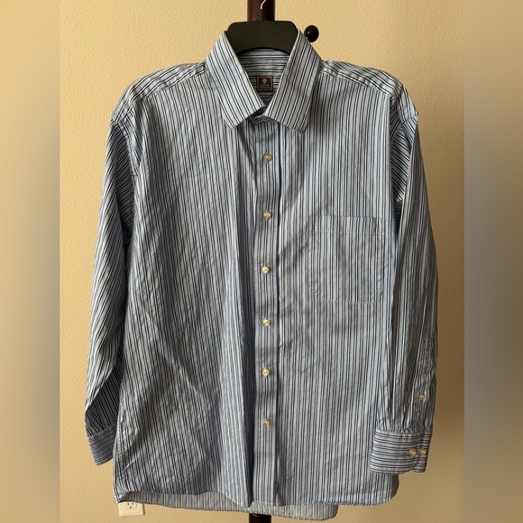 Peter Millar Blue and White Striped Casual Shirt - Picture 1 of 3